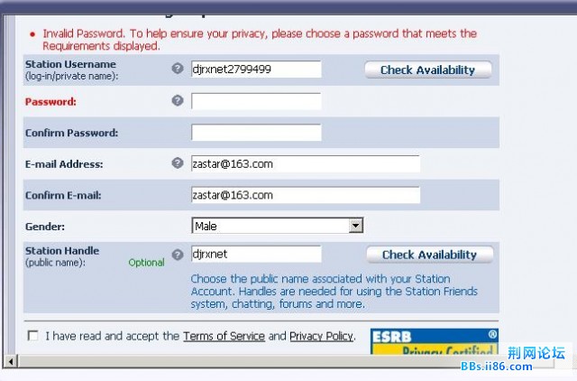输入你的用户名，第2，3个是密码，第4， 5个是邮箱，第6个选择性别。第7个你的英文名字。勾勾上，按CONTINU ...