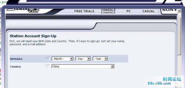 输入你的生日，下面这个是国家。选CHINA，按下面的CONTINUE