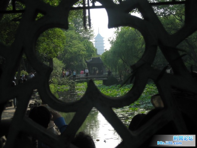 拙政園獨有借景，那個塔是另一個景區的